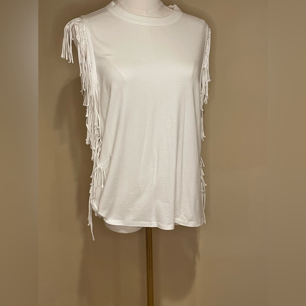 Fifteen Twenty White Fringed Tank Top